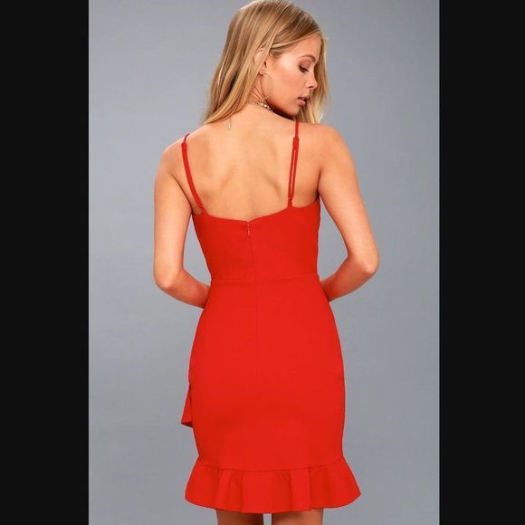 NWT Lulus Sealed with a kiss red bodycon dress sexy knit strappy wedding guest - Picture 3 of 7